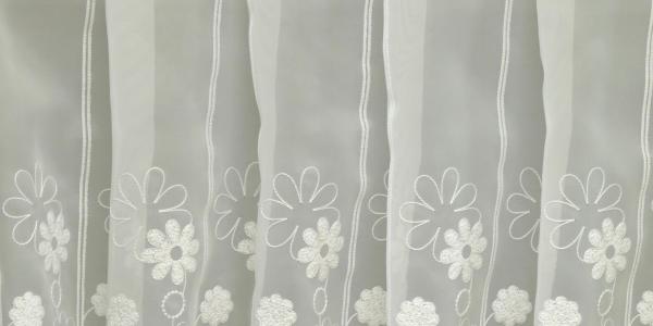 Verona (10) fehér virágmintás vitrage függöny 60 cm